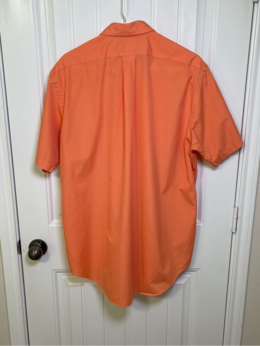 Ralph Lauren Large Classic Fit Short Sleeve Button Down Blue Pony Cantaloupe - Picture 3 of 8